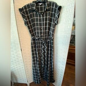 Calvin Klein Black and White Checkered Maxi Dress